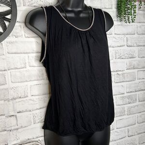 Crosby Black Studded Trim Soft Tank Top Shirt Size Medium Large